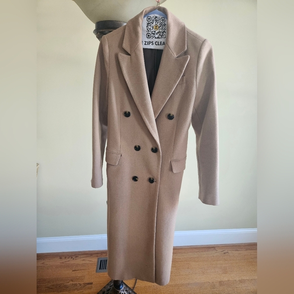 Mango Beige Double-Breasted 51% Wool Coat - Picture 5 of 16